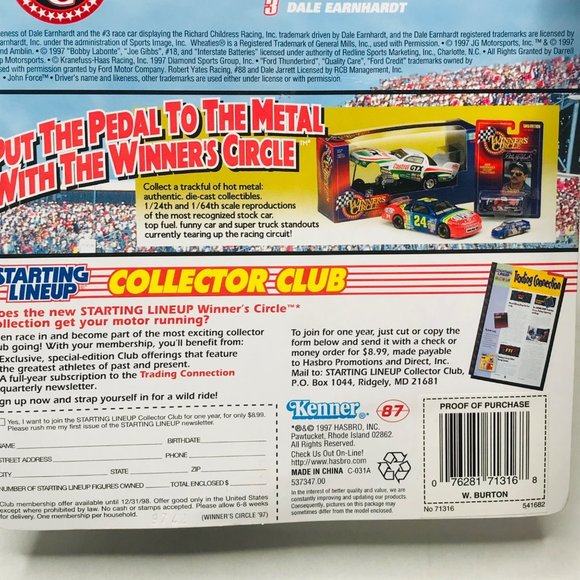 Vintage Starting Lineup Ward Burton Figure Winners Circle 1997 With Card New - Picture 9 of 10
